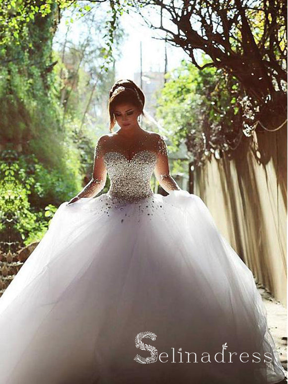 long sleeve ball gown wedding dress